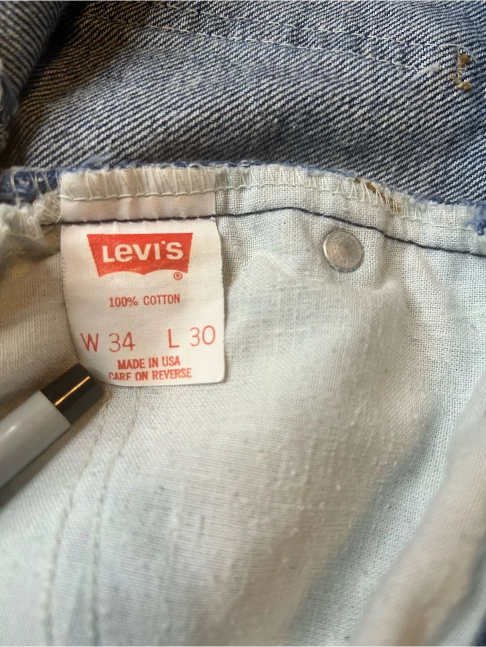 Vintage Levi’s 509 Made in USA Jeans Men 34x30 Blue Denim 100% Cotton Orange Tab